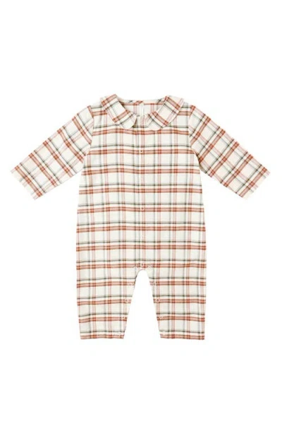 Rylee + Cru Babies'  Plaid Cotton Blend Romper In Brown