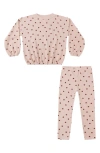 Rylee + Cru Polka Dot Knit Top & Leggings Set In Brown