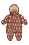 Rylee + Cru Print Hooded Puffer Snowsuit In Brown