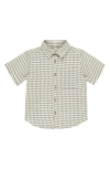 Rylee + Cru Print Short Sleeve Button-up Shirt In Gray