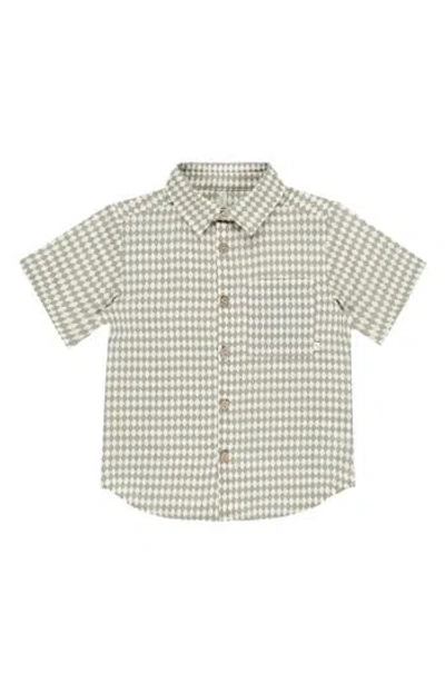 Rylee + Cru Babies'  Print Short Sleeve Button-up Shirt In Gray