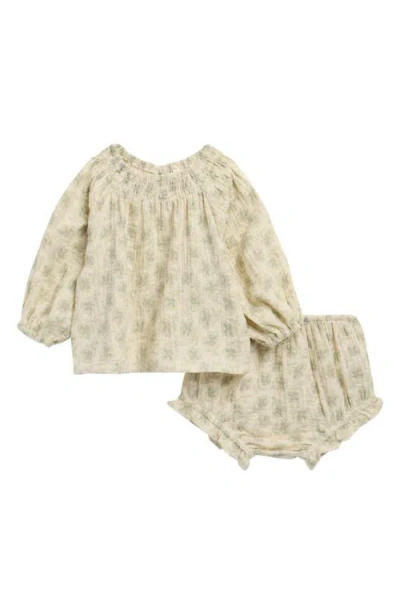 Rylee + Cru Babies'  Quincy Long Sleeve Top & Bloomers Set In Neutral