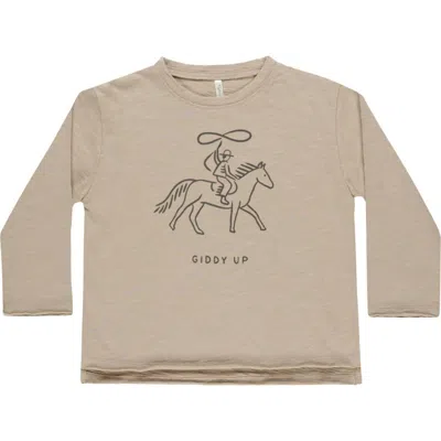 Rylee + Cru Babies'  Raw Edge Cotton T-shirt In Brown