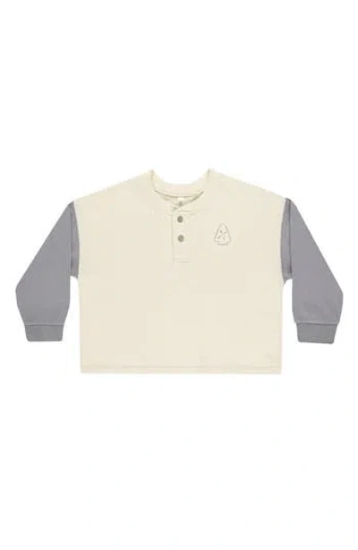 Rylee + Cru Babies'  Relaxed Cotton Henley In Gray
