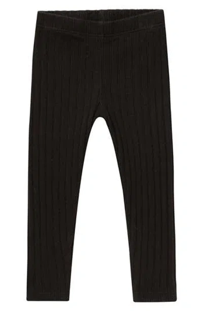 Rylee + Cru Babies'  Ribbed Stretch Cotton Leggings In Brown