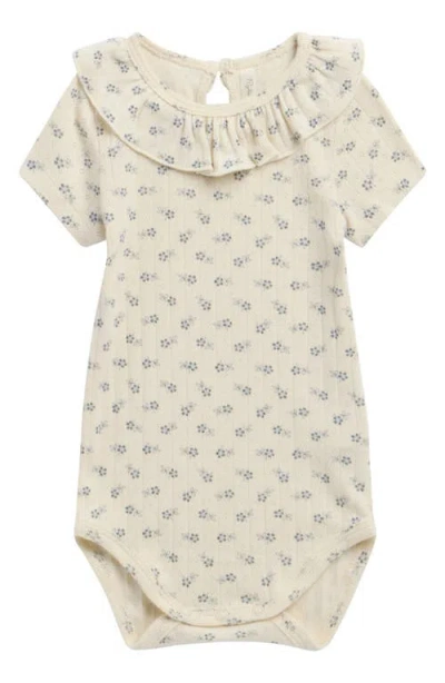 Rylee + Cru Babies'  Ruffle Cotton Pointelle Bodysuit In Brown