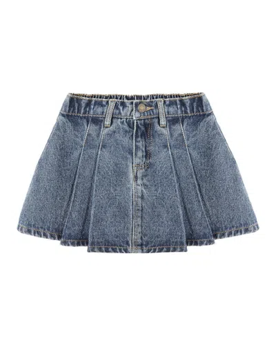 Rylee + Cru Kids' Rylee & Cru Pleated Denim Skirt In Blue