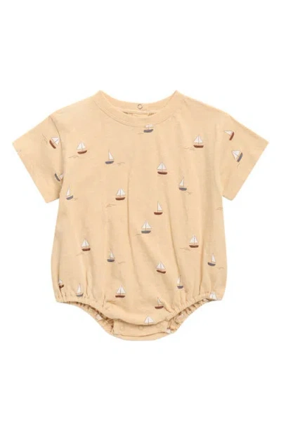 Rylee + Cru Babies'  Sailboat Print Cotton Bubble Bodysuit In Neutral