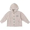 Rylee + Cru Sammy Stripe Hooded Workwear Jacket In White