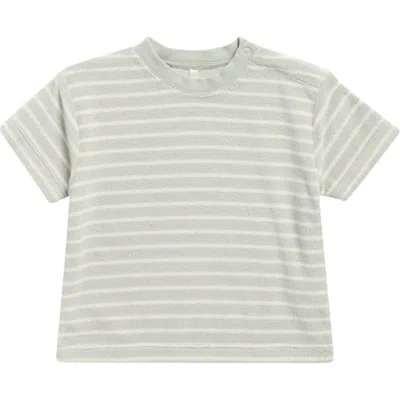 Rylee + Cru Babies'  Seafoam Stripe Cotton Blend Terry T-shirt In Brown