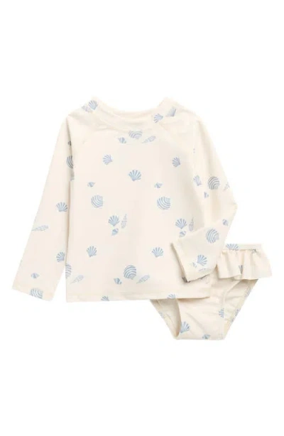 Rylee + Cru Babies'  Seashells Upf 50+ Rashguard With Bottoms In Multi