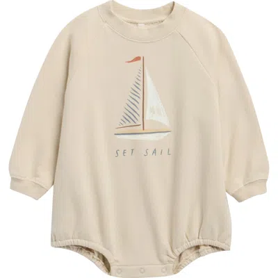 Rylee + Cru Babies'  Set Sail Long Sleeve Cotton Fleece Bodysuit In Multi