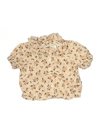 Pre-owned Rylee + Cru Kids' Short Sleeve Blouse In Brown