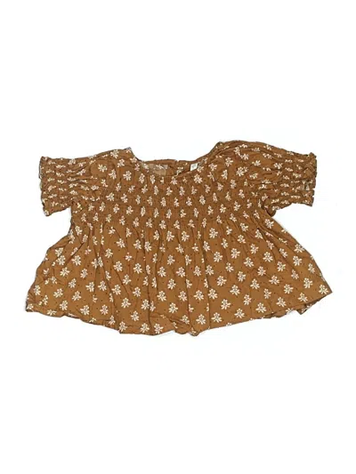 Pre-owned Rylee + Cru Kids' Short Sleeve Blouse In Brown