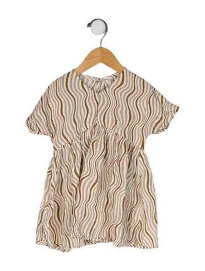 Pre-owned Rylee + Cru Babies' Short Sleeve Dress In Brown