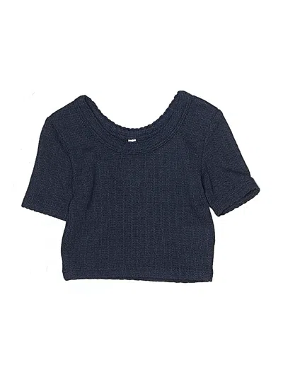 Pre-owned Rylee + Cru Kids' Short Sleeve Top Blue Scoop Neck Tops