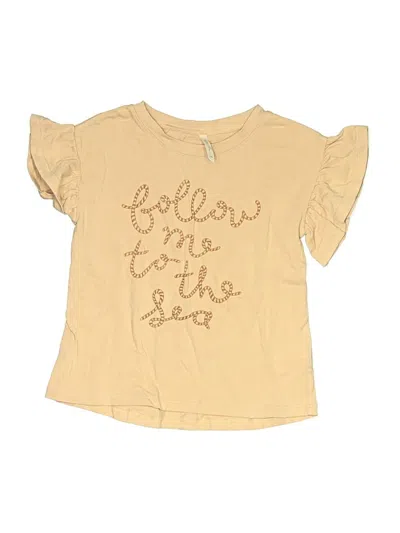Pre-owned Rylee + Cru Kids' Short Sleeve Top Yellow Ruffles Neckline Tops
