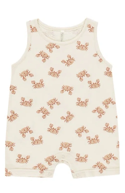 Rylee + Cru Babies'  Fish Print Cotton Tank Romper In Neutral