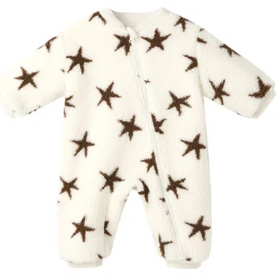 Rylee + Cru Babies'  Star Print Fleece Footie In Neutral