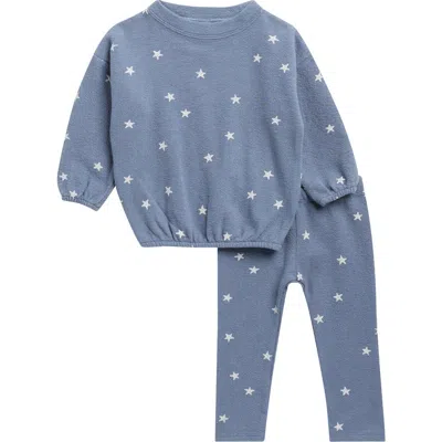 Rylee + Cru Babies'  Star Print Two-piece Sweat Set In Blue
