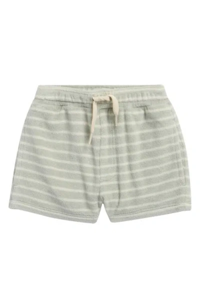 Rylee + Cru Babies'  Stripe Cotton Blend Terry Shorts In Gray