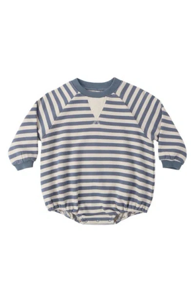 Rylee + Cru Babies'  Stripe Crewneck Cotton French Terry Bubble Romper In Multi