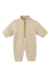 Rylee + Cru Stripe Fuzzy Fleece Romper In Brown