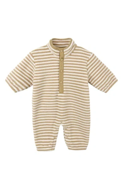 Rylee + Cru Babies'  Stripe Fuzzy Fleece Romper In Brown