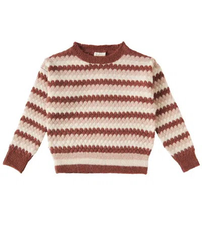 Rylee + Cru Kids' Striped Sweater In Brick