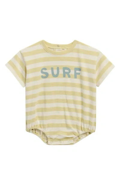 Rylee + Cru Babies'  Surf Stripe Cotton Bubble Romper In Yellow