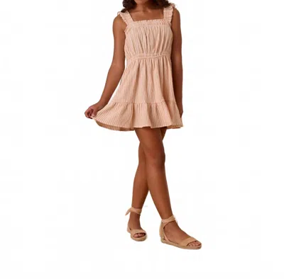 Rylee + Cru Teen Girls Annalise Dress In Grapefruit Stripe In Pink