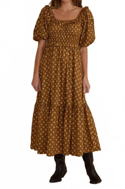 Rylee + Cru Tenley Dress In Golden Floral In Brown