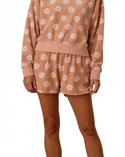 Rylee + Cru Terry Summer Shorts In Grapefruit In Brown