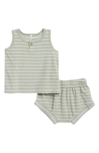 Rylee + Cru Babies'  Terry Tank & Shorts Set In Green