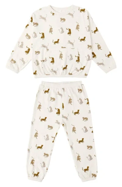Rylee + Cru Babies'  Tigers Sweatshirt & Sweatpants Set In White