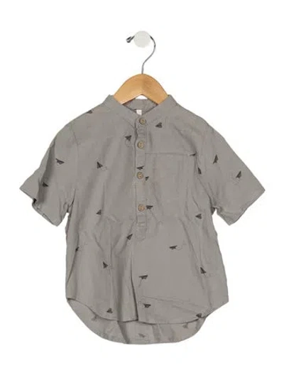 Pre-owned Rylee + Cru Babies' Toddler Boys Pattern Printed Button Closure Shirt In Grey