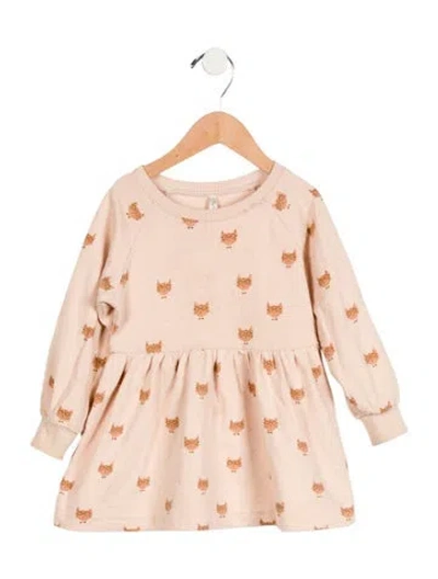 Pre-owned Rylee + Cru Babies' Toddler Girls' Cat Print Dress In Neutral