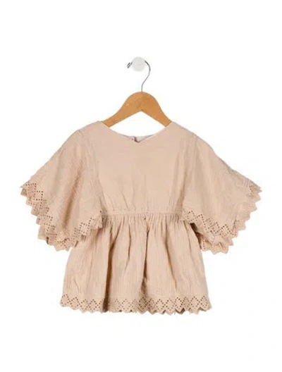 Pre-owned Rylee + Cru Babies' Toddler Girls' Eyelet Trim Pleated Dress In Neutral