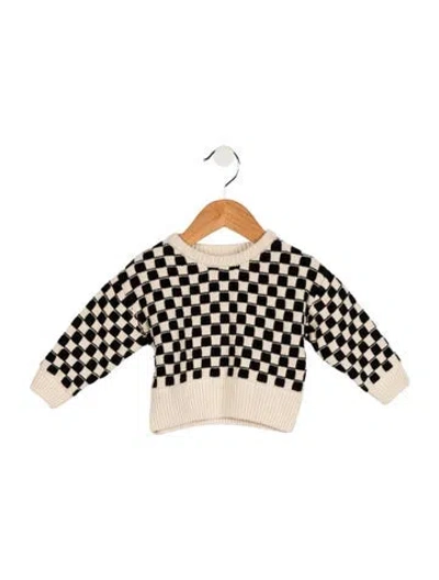 Pre-owned Rylee + Cru Babies' Toddler Girls' Knit Checkerboard Print Sweater In Multi