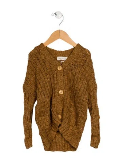 Pre-owned Rylee + Cru Babies' Toddler Girls' Knitted Cardigan W/ Tags In Brown