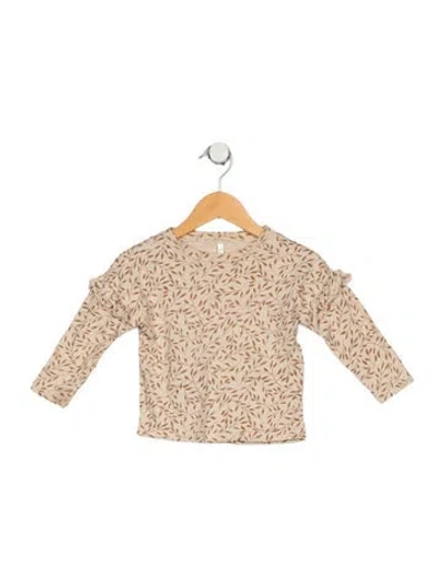 Pre-owned Rylee + Cru Babies' Toddler Girls Leave Print Long Sleeve Shirt In Yellow