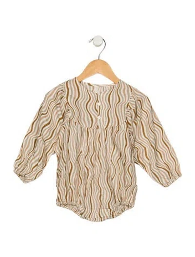 Pre-owned Rylee + Cru Babies' Toddler Girls' Linen Printed One Piece In Brown