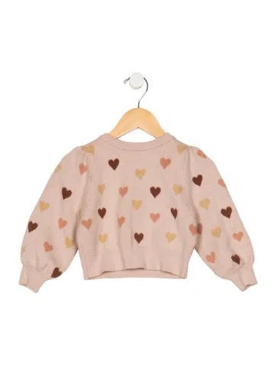 Pre-owned Rylee + Cru Babies' Toddler Girls' Long Sleeve Printed Sweater In Pink