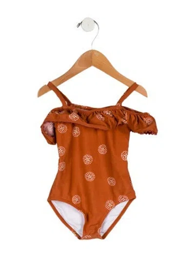 Pre-owned Rylee + Cru Babies' Toddler Girls' One Piece Swimsuit In Brown