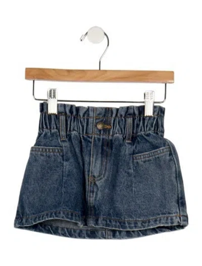 Pre-owned Rylee + Cru Babies' Toddler Girls Patch Pocket Button And Zip Closure Skirt In Blue