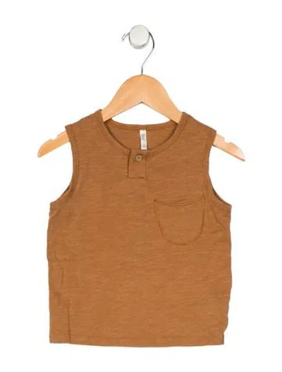 Pre-owned Rylee + Cru Babies' Toddler Girls Patch Pocket Button Closure Shirt In Brown