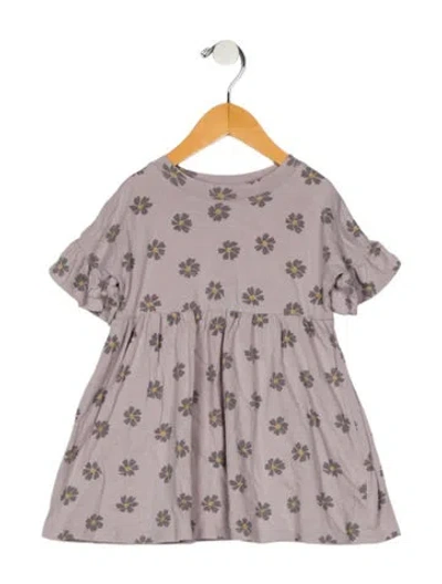 Pre-owned Rylee + Cru Babies' Toddler Girls Pattern Print Pleated Dress In Grey