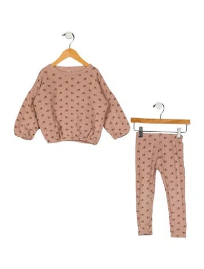 Pre-owned Rylee + Cru Babies' Toddler Girls Pattern Printed Elastic Waistband Outfit In Neutral