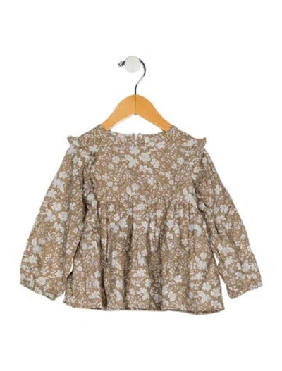 Pre-owned Rylee + Cru Babies' Toddler Girls Pattern Printed Pleated Dress In Brown