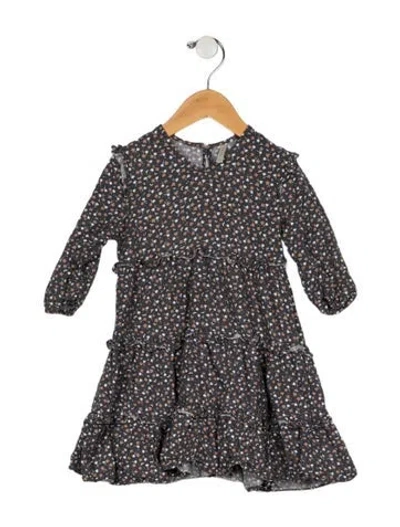 Pre-owned Rylee + Cru Babies' Toddler Girls Pattern Printed Pleated Dress In Gray